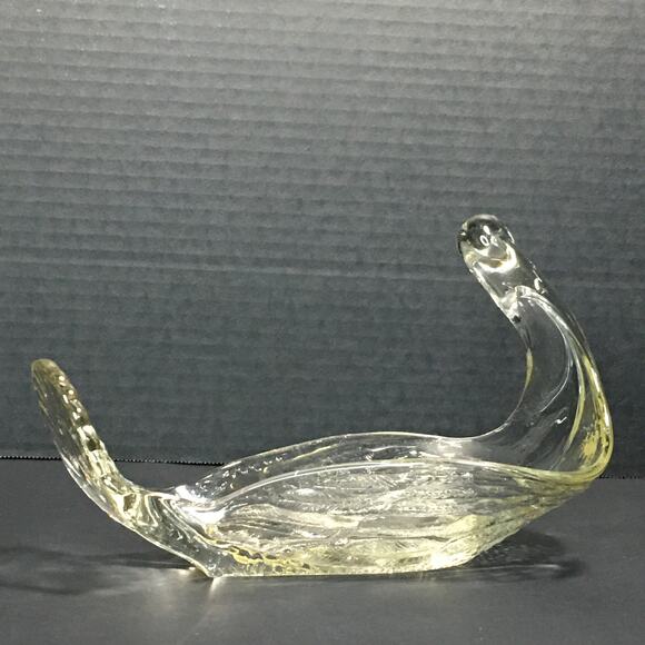 Vintage Heavy Clear Glass Bird Swan Animal‎ Bowl Serving Dish - Picture 13 of 16